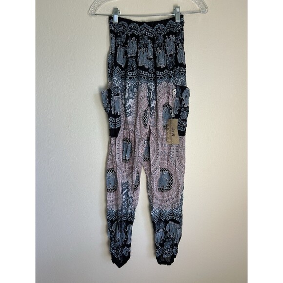 The Elephant Pants Small S Palazzo Lounge Ethnic Tribal Cargo Wide Leg Viscose - Picture 1 of 5
